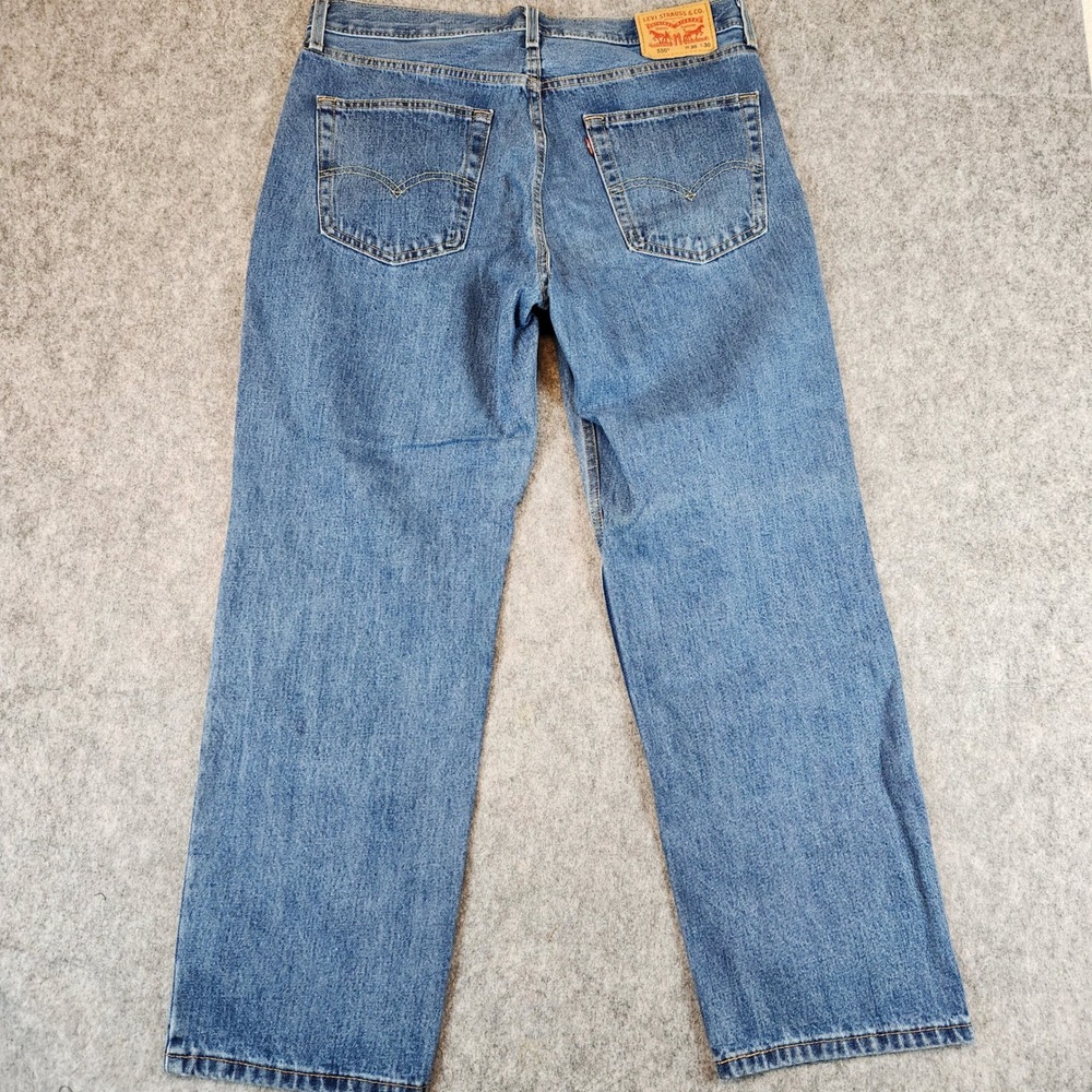 Levis 550 Lot 3 Relaxed Fit Jeans Men 36x30 Blue Tapered Leg Denim Casual Zip - Picture 4 of 16